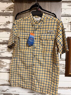 Habit Men’s Short-Sleeve Plaid Button-Down Shirt in Yellow & Blue